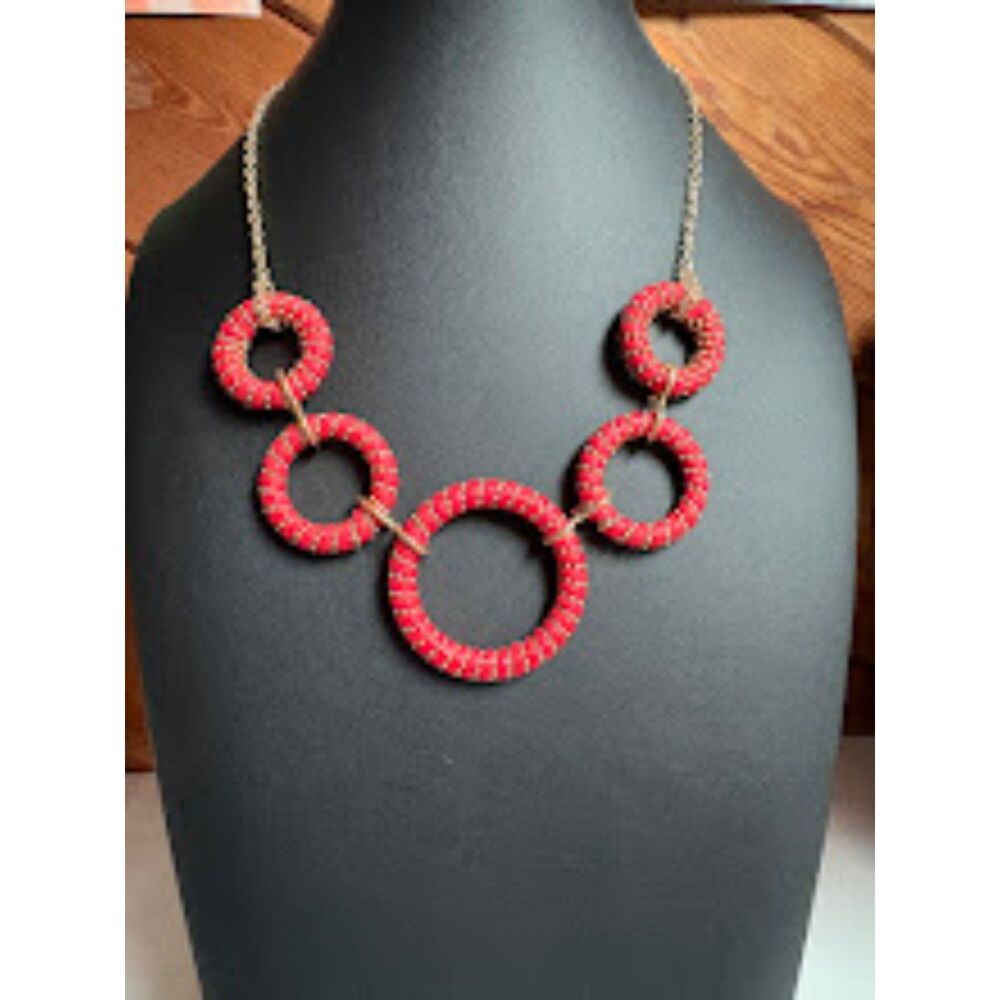 Bijoux Red & Gold-Tone Cable Necklace NWT 18"